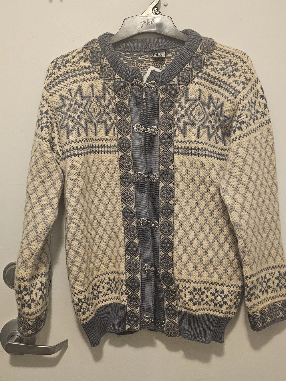 Vintage Dale of Norway Cream and Gray Nordic Wool Cardigan